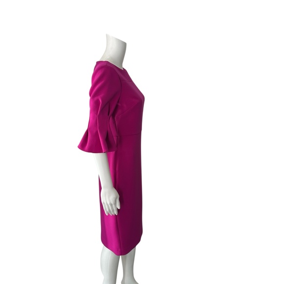 Badgley Mischka Magenta Bell Sleeve Sheath Dress Size 2 - Picture 2 of 6